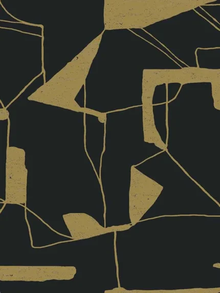 black and gold geometric wallpaper for office by Antonina Vella