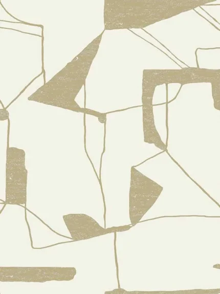 cream and gold geometric wallpaper for office by Antonina Vella