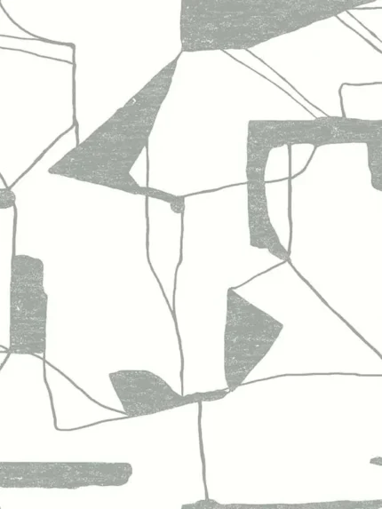 white and silver geometric wallpaper for office by Antonina Vella