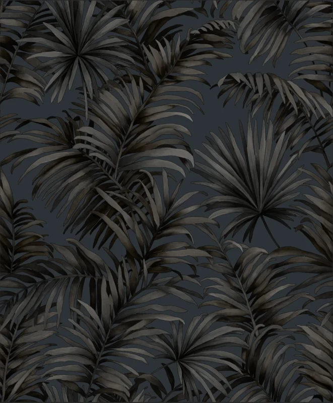 Afra Botanical Wallpaper by Wow - Premium in Charcoal with Dark Gray