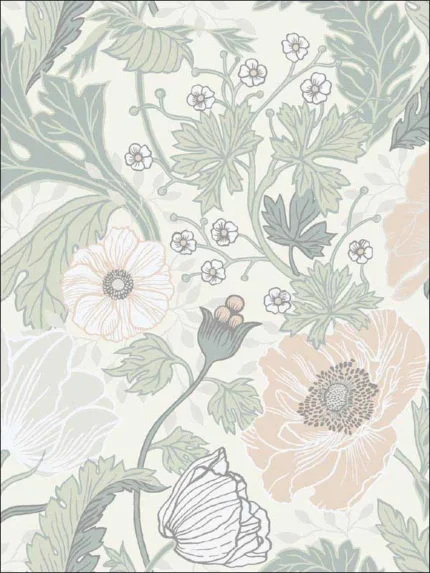 light grey floral wallpaper for bedroom by A Street Prints