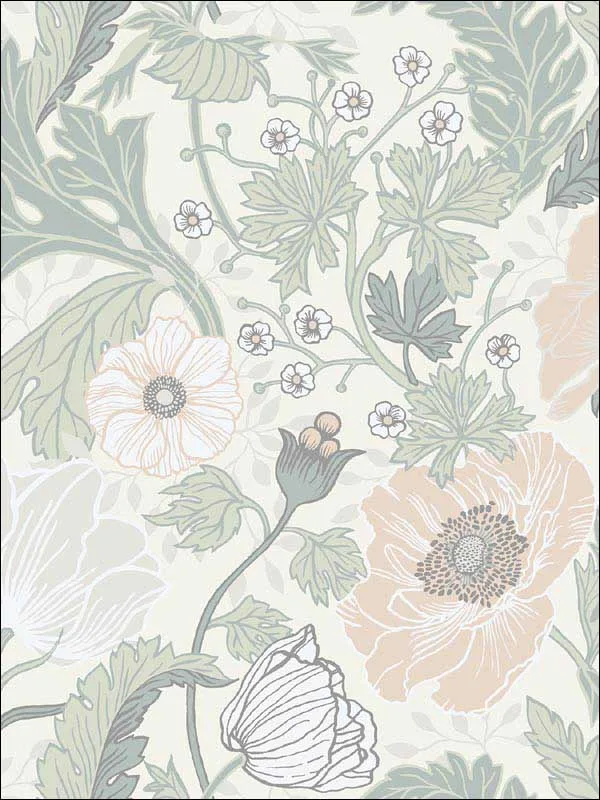 Anemone Floral Light Grey Wallpaper for Bedrooms or Living Rooms | a Street Prints - Shop Safe in Houston Wallpapering light grey floral wallpaper for bedroom by A Street Prints