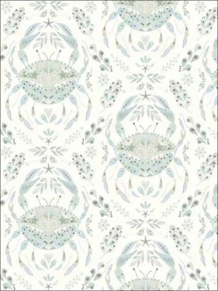 teal damask wallpaper for dining room by Chesapeake