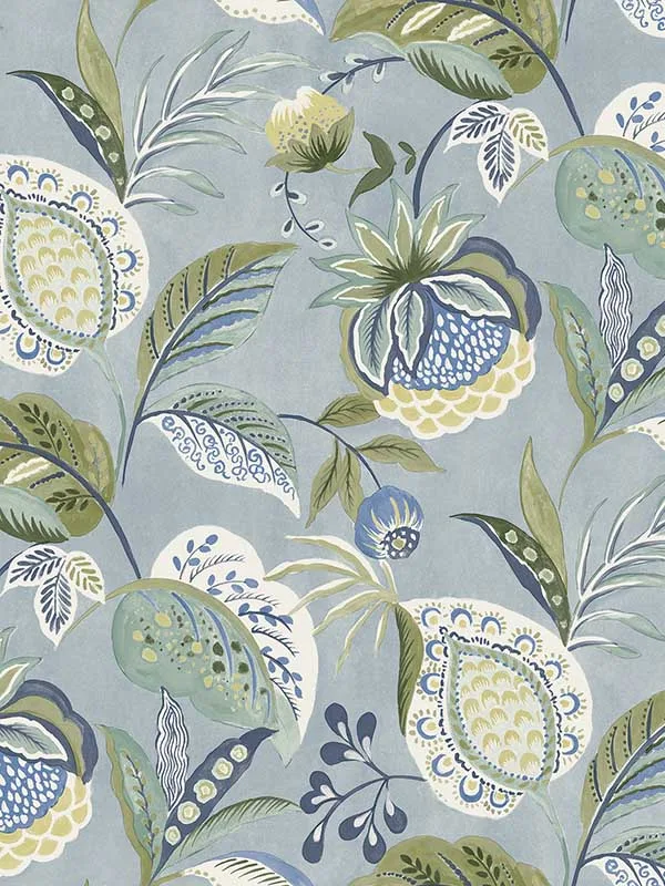 blue patterned wallpaper for bedroom by Chesapeake