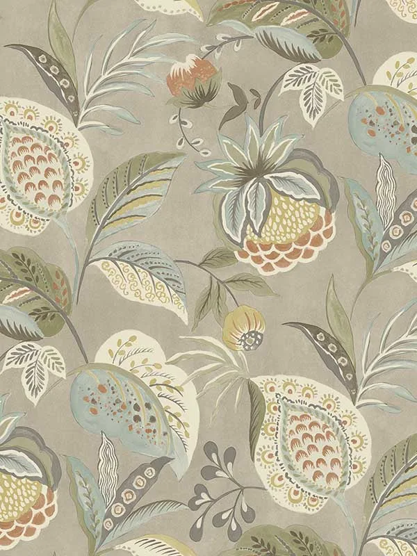 taupe patterned wallpaper for bedroom by Chesapeake