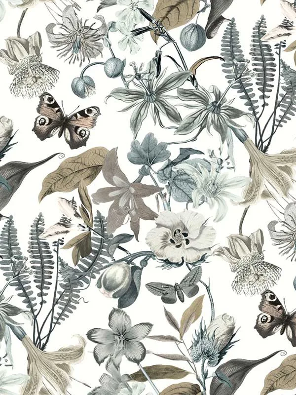 white and blue patterned wallpaper for bedroom by York