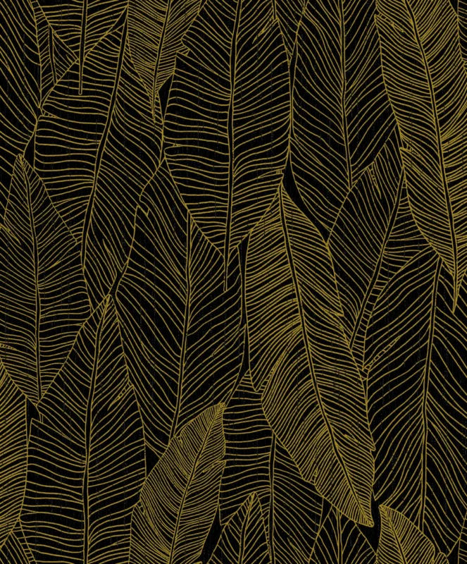 Dharma Botanical Wallpaper by Wow - Premium in Black with Gold