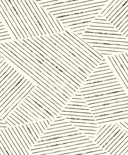 Dharma Geometric Wallpaper by Wow - Modern in Ivory with Charcoal