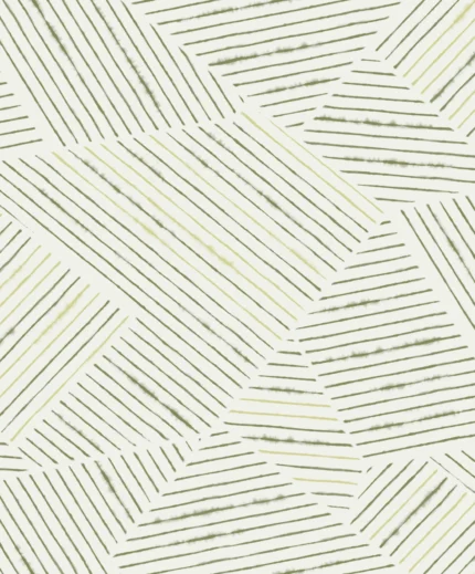 Dharma Geometric Wallpaper by Wow - Modern in Olive with Ivory
