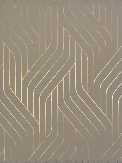 khaki and gold patterned wallpaper for bedroom by Antonina Vella