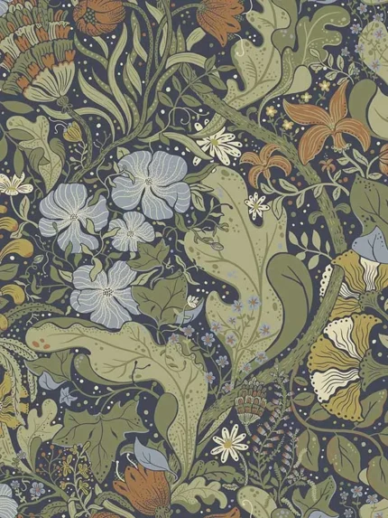 indigo patterned wallpaper for bedroom by A Street Prints