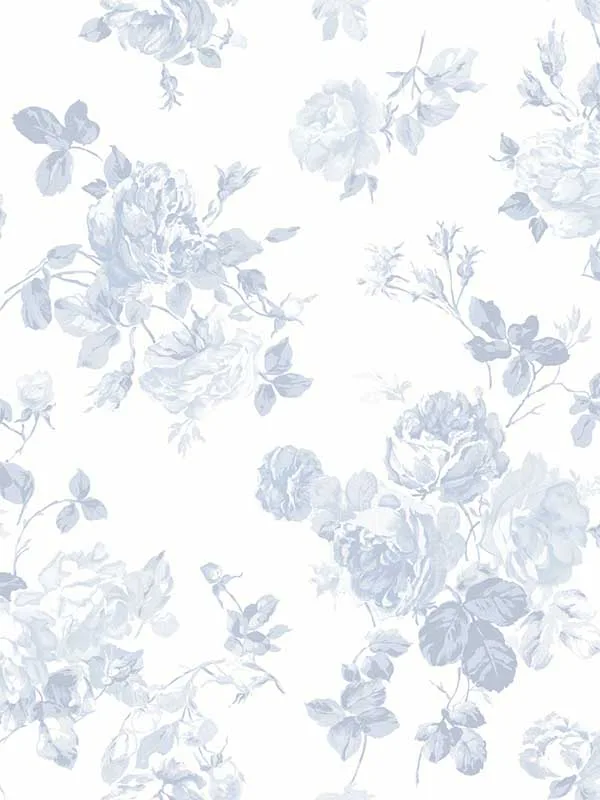 blue floral wallpaper for bedroom by Brewster