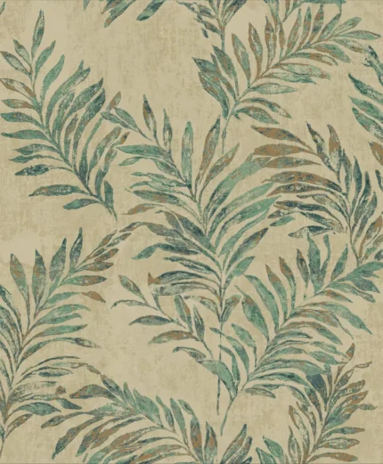 Grand Botanical Wallpaper by Wow - Premium in Beige with Teal