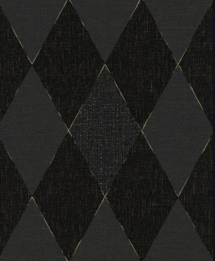 Grand Geometric Wallpaper by Wow - Modern in Charcoal with Gold