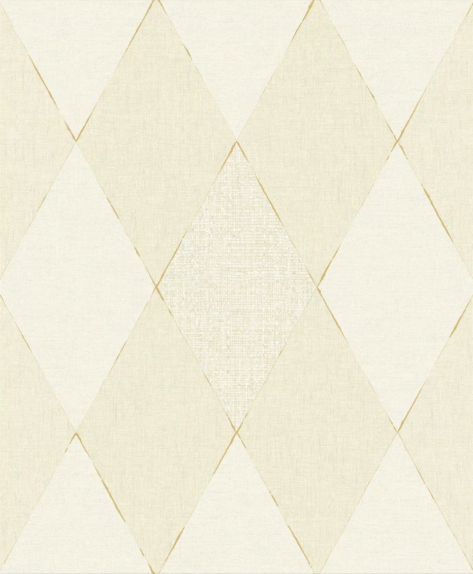 Grand Geometric Wallpaper by Wow - Premium in Beige with Gold Grand Geometric Wallpaper by Wow - Premium in Beige with Gold