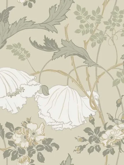 linen and sage textured wallpaper for office by Magnolia Home  by Joanna Gaines