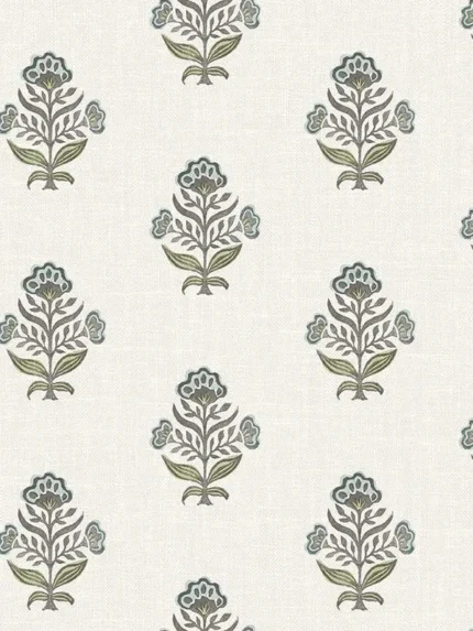 aqua floral wallpaper for office by Chesapeake