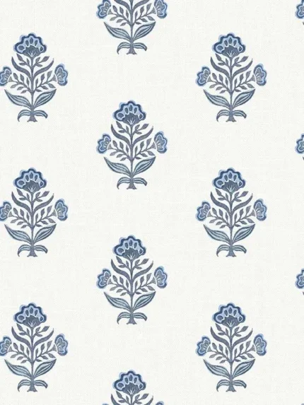 blue floral wallpaper for office by Chesapeake