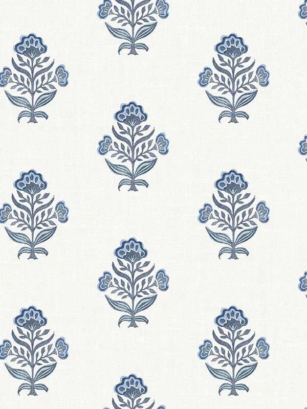 blue floral wallpaper for office by Chesapeake