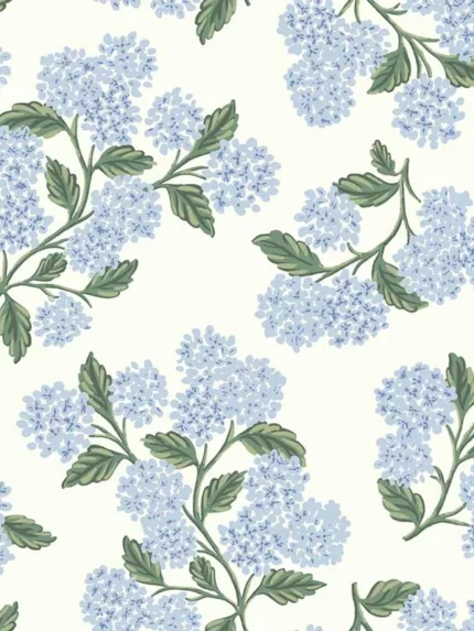 blue and white patterned wallpaper for bedroom by Rifle Paper Co