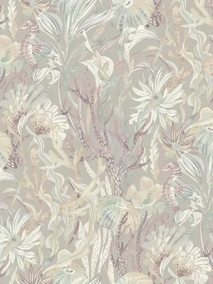 mauve botanical wallpaper for living room by Chesapeake