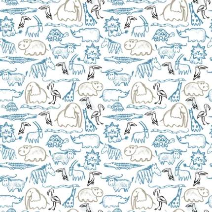 Kids Wallpaper by Wow - Premium in Beige with Sky Blue