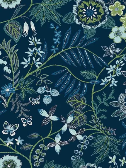 dark blue floral wallpaper for dining room by A Street Prints