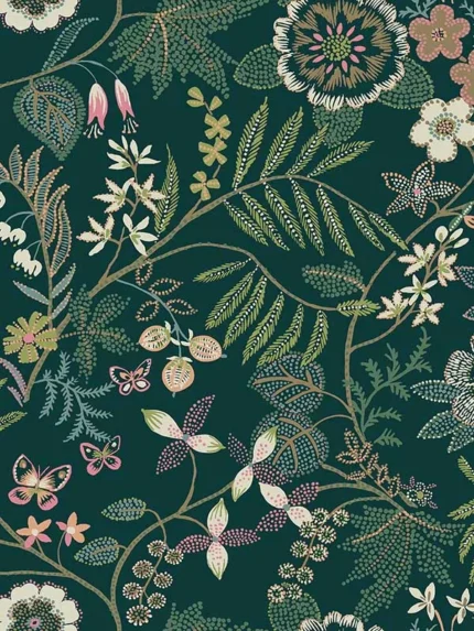 green floral wallpaper for dining room by A Street Prints