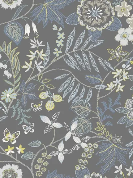 light grey floral wallpaper for dining room by A Street Prints