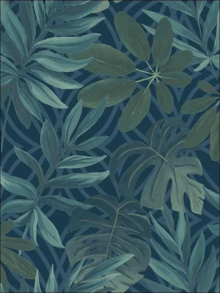 dark blue patterned wallpaper for bedroom by Brewster