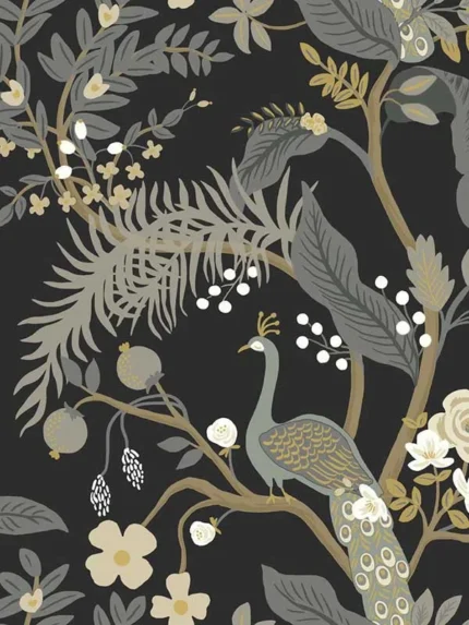 black patterned wallpaper for bedroom by Rifle Paper Co