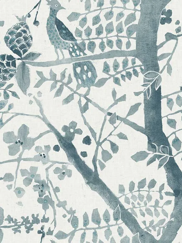 teal patterned wallpaper for bedroom by Antonina Vella