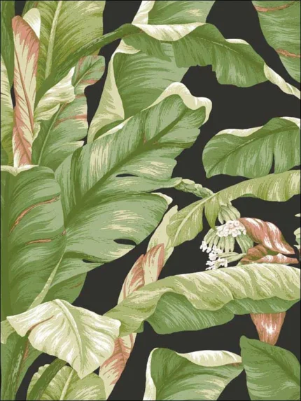 black and green botanical wallpaper for bedroom by York