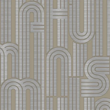 Rain Geometric Wallpaper by Wow - Modern in Beige with Silver