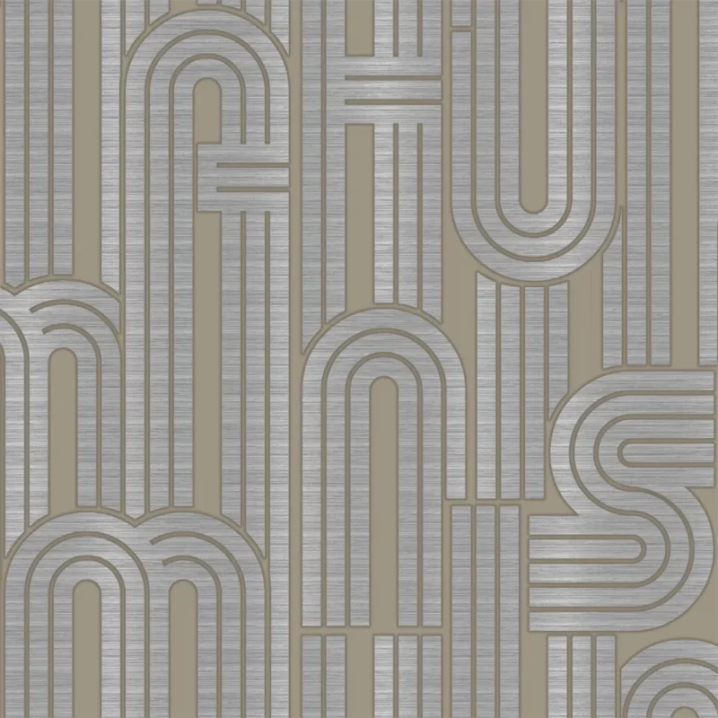 Rain Geometric Wallpaper by Wow - Modern in Beige with Silver
