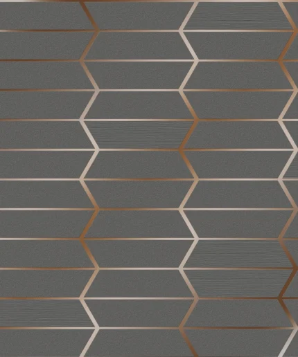 Rain Geometric Wallpaper by Wow - Modern in Charcoal with Copper