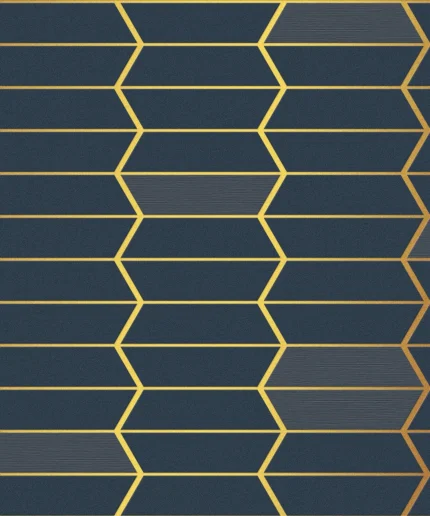Rain Geometric Wallpaper by Wow - Modern in Navy with Gold