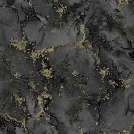 Rutger Abstract Wallpaper by Wow - Modern in Charcoal with Gold