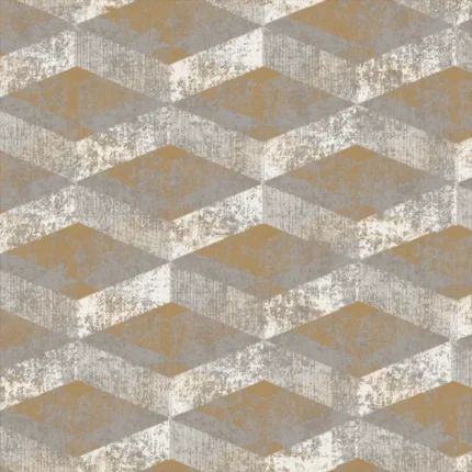 Signature Geometric Wallpaper by Wow - Premium in Gold with Light Gray