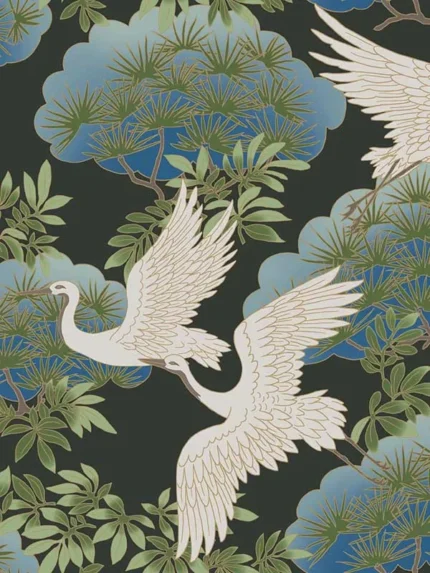 black patterned wallpaper for bedroom by Ronald Redding
