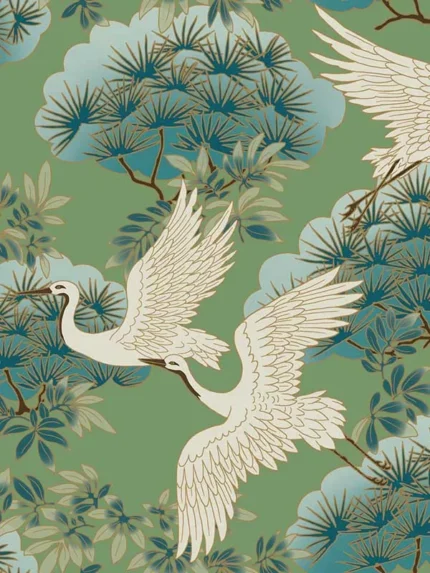 green patterned wallpaper for bedroom by Ronald Redding