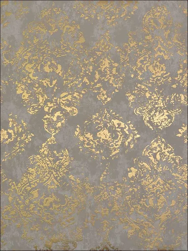 Stargazer Khaki and Gold Wallpaper for Fun Accent Walls in Kids Spaces | Antonina Vella - Shop Safe in Houston Wallpapering khaki and gold damask wallpaper for dining room by Antonina Vella