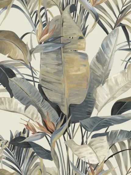 plush neutral botanical wallpaper for living room by Candice Olson