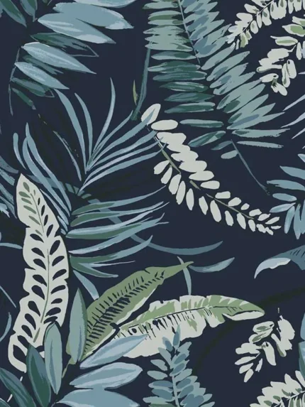 navy botanical wallpaper for living room by York