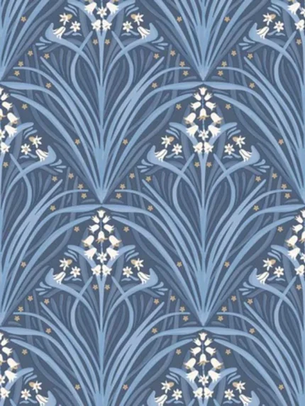 blue floral wallpaper for bedroom by Veer Decor