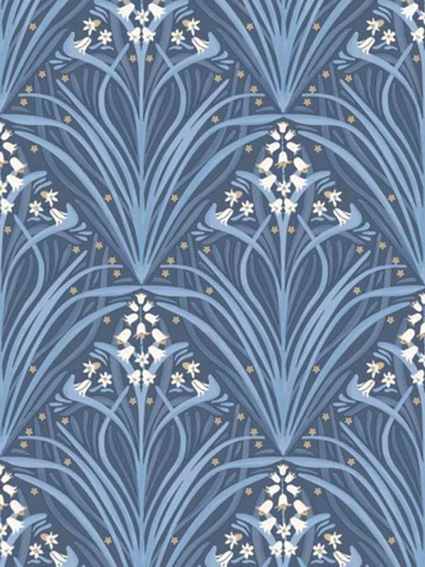 blue floral wallpaper for bedroom by Veer Decor