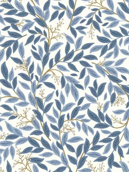 blue patterned wallpaper for bedroom by Rifle Paper Co