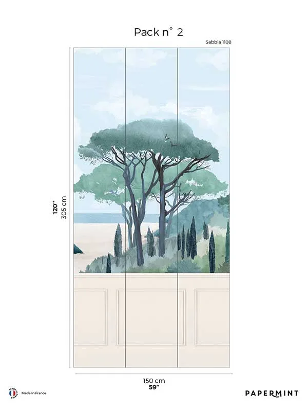 8184-cs1-b Riviera Beach Chair Rail Faux Wainscot Pack 2 Beige Mural Wallpaper for Bathrooms or Powder Rooms | Veer Decor - Shop Safe in Houston Wallpapering beige patterned wallpaper for bedroom by Veer Decor
