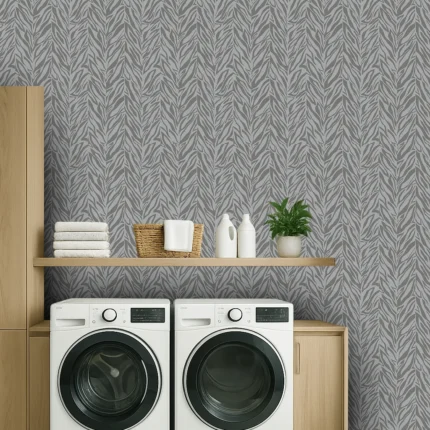 Afra Abstract Wallpaper by Wow - Modern in Light Gray with Charcoal