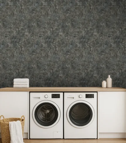 Afra Textured Wallpaper by Wow - Premium in Charcoal with Slate Blue